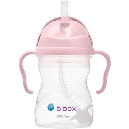 b.box Sippy Cup with Weighted Straw. Drink from any Angle, Leak Proof, Spill Proof, Easy Grip. BPA Free, Dishwasher Safe. For Babies 6m+ to Toddlers (Blush, 8oz)