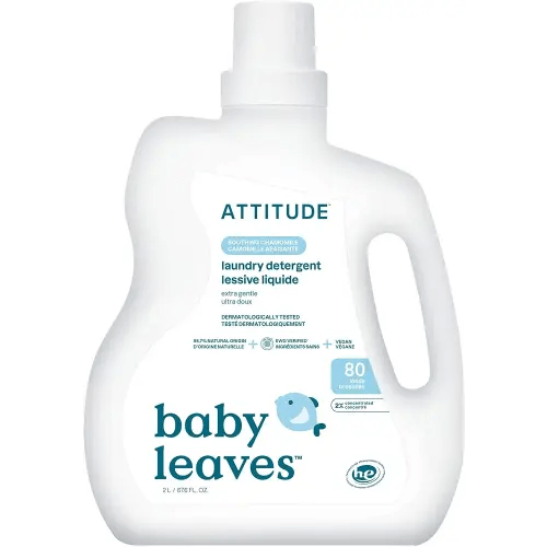 ATTITUDE Baby Laundry Detergent Liquid, EWG Verified, Safe for Baby Clothes, Infant and Newborn, Naturally Derived, HE Compatible, Soothing Chamomile, 80 Loads, 67.6 Fl Oz (AMAZON EXCLUSIVE)