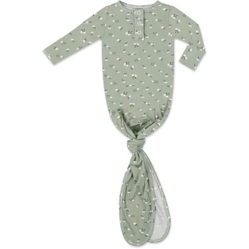 Checkered Knotted Gown Baby Newborn, Viscose derived from Bamboo, Infant Sleeper with Mittens, Baby Girl, Baby Boy