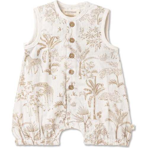 Organic Sleeveless Bubble Romper, Wild Tropics - Makemake Organics | Maisonette