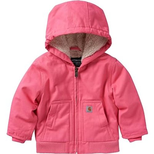 Carhartt Baby Girls' Sherpa-Lined Hooded Canvas Zip-Up Jacket