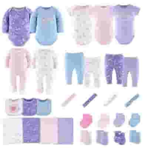 The Peanutshell Newborn Layette Gift Set for Girls, Purple Pink Butterfly, 30 Essential Pieces, 0-3 Months