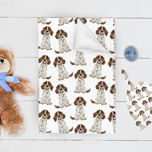 Spaniel Swaddle Blanket | Springer Spaniel Baby Swaddle, Boykin Spaniel Baby Blanket