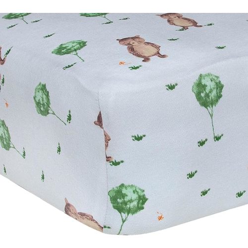 Burt's Bees Baby Print Fitted Crib Sheet Organic Cotton BEESNUG - Storybook Bear Prints, Fits Unisex Standard Bed and Toddler Mattress, Infant Essentials, 52 x 28 Inch 1-Pack