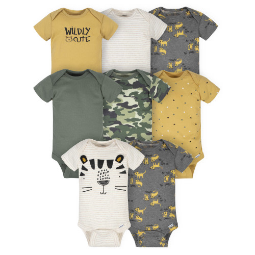 Gerber Baby Boys' Short Sleeve Onesies Bodysuits, 8-Pack