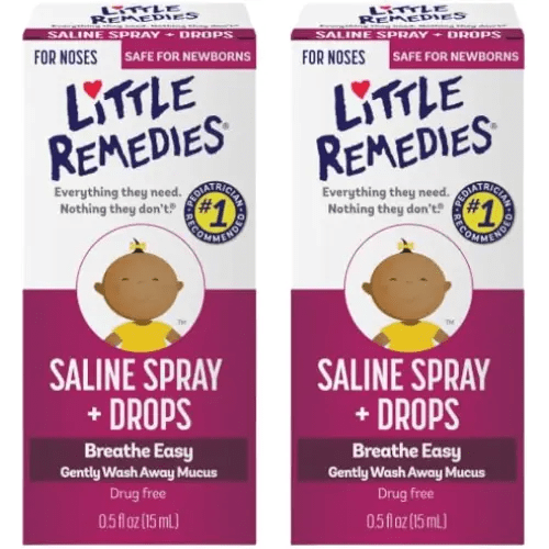 Little Remedies Saline Spray/Drops | for Noses to Breathe Easily | Gently Wash Away Mucus | Newborn Safe 0.5 Fl Oz (Pack of 2)