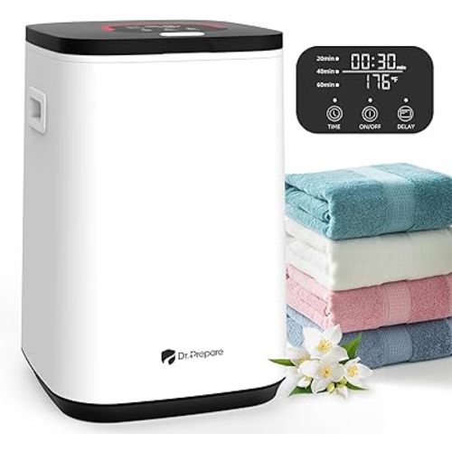 DR.PREPARE 23L Towel Warmer for Bathroom, Luxury Towel Warmer Bucket with LED Display, 3 Timer Settings, Auto Shut Off, Child Safety Lock, 4 Hooks, Large Warmer for 2 Towels, Bathrobes, Blankets, PJ's