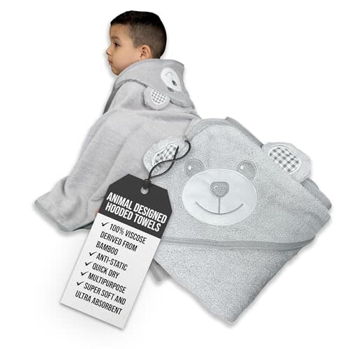 Minmallife Baby Hooded Towels (Bear) Made from 100% Viscose derived from Bamboo | Muslin Towels for Toddlers, Infant Towels Hooded, Muslin Baby Newborn Towel