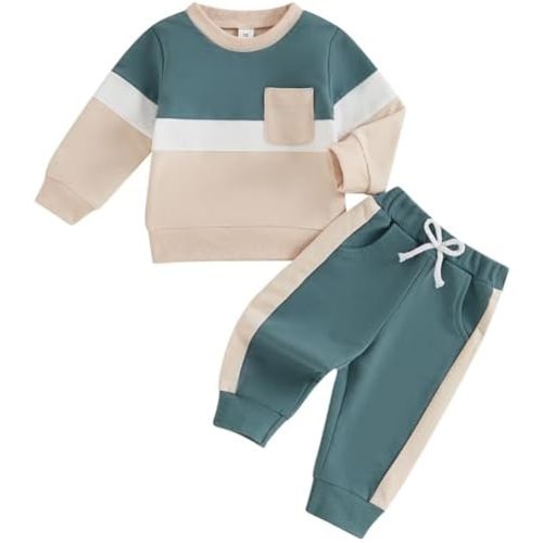 Mubineo Toddler Baby Boy Clothes Fashion Long Sleeve Sweatshirt Sweatpant Outfits Fall Winter Tops Pant Outfit Sweatsuit