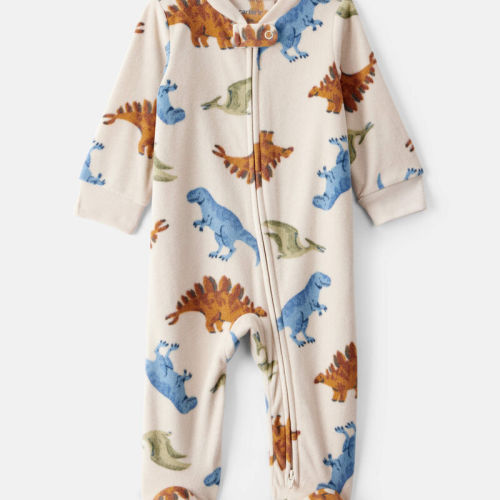 Multi Baby Boy Dinosaur Print Loose Fit Long-Sleeve Sleeper - White | Carter’s Oshkosh Canada