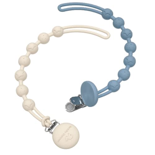 Cuddle Campus Silicone Pacifier Clip Holder with One Piece Design, Pack of 2 Soft Flexible Binky Clips with Texture for Baby Boy and Girl(6m+)