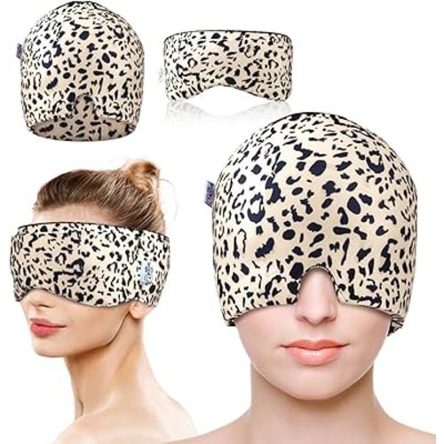 Migraine Relief Cap, Gel Cooling Eye Mask, Cooling Gel Relief 2 Pack Set, Hot/Cold Therapy, Natural Relief Cap, Instant Headache Relief, for Sinus, Puffy Eyes,Tension, Stress Relief