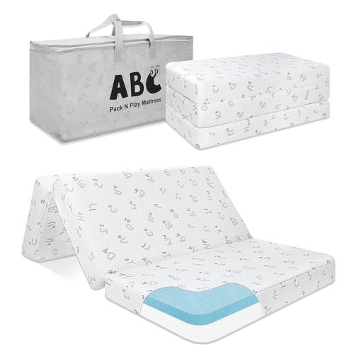 Trifold Pack and Play Mattress, 38"x26" Memory Foam Dual-Sided Pack N Play Mattresses for Baby Toddler, Foldable Portable Travel Crib Mattress for Pack N Play Playpen