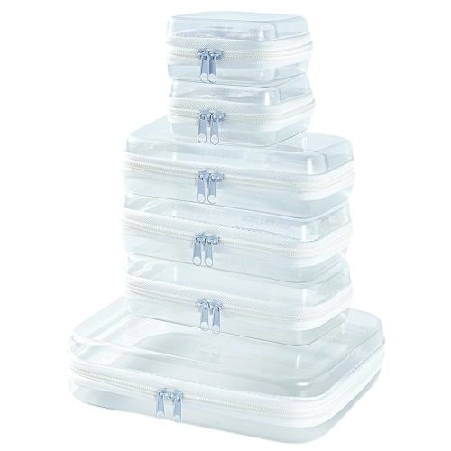 6 pcs Clear Zipper Pouches, Toiletry Bag for Travel, Stackable Waterproof Diaper Bag, Zipper Pouch, Travel Organizer, Clear Cosmetic Bag,Toy Storage Bins (M+3S+2Mini)