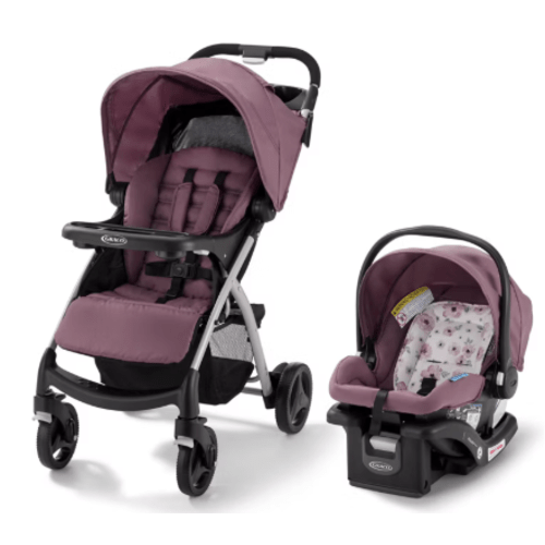 Graco verb click connect travel system with snugrude infant car seat in color pink/black