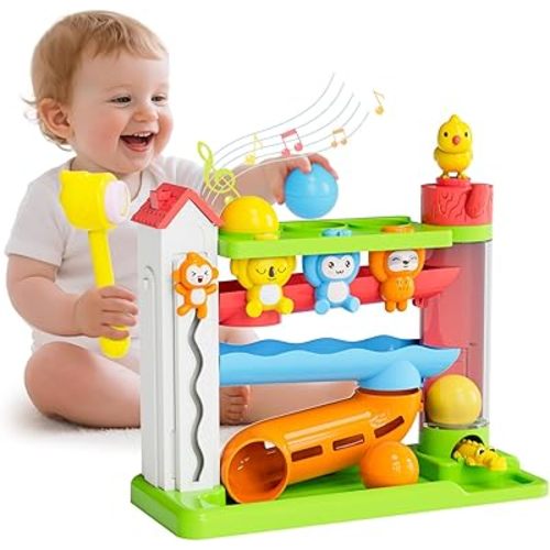 Toddler Musical Toys for 1+ Years Old Boy,Motor Skills Developmental Baby Toy 12-18 Months,Bilingual Toddler Learning Ball Drop Toy， Birthday Gift Toys for 1 2 Year Old Boys & Girls(Green)