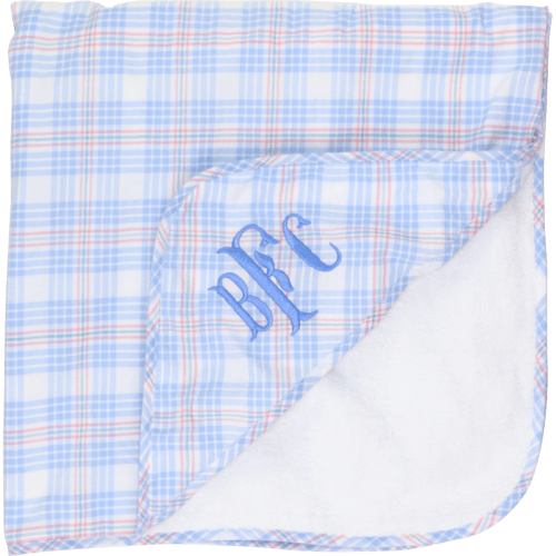 Blue And Orange Plaid Hooded Towel