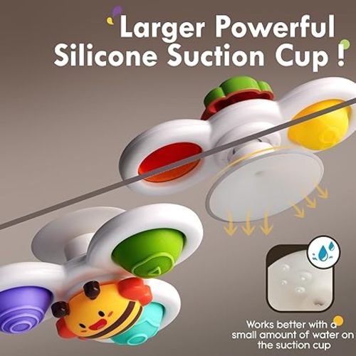 ALASOU 3PCS Pop Suction Cup Spinner Toys for 1 Year Old Boy Girl|Novelty Spinning Tops Toddler Toys Age 1-2|Sensory Baby Bath Toys for Toddlers 1-3|6 12 18 Months Boy Birthday Gift for Infant - Carrot