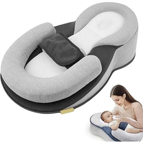 RestNest Baby Bed with Safety Strap Bassinet Keesley Rest Nest Baby Bed for Reducing Spit-Up, Breastfeeding Pillow, Tummy Time