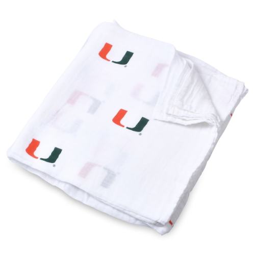 Miami Hurricanes Three Little Anchors Infant 47'' x 47'' Muslin Swaddle Blanket - White