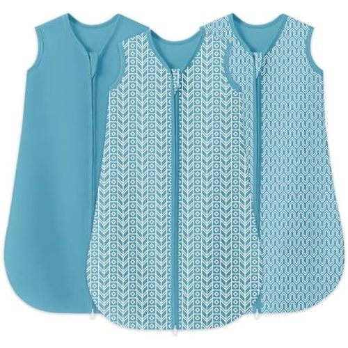 SWEET DOLPHIN 3 Pack Baby Sleep Sack - 100% Cotton 2-Way Zipper TOG 0.5 Infant Wearable Blanket, Newborn Essentials