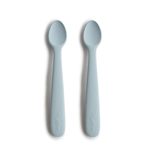 mushie Silicone Baby Feeding Spoons | 2 Pack (Powder Blue)
