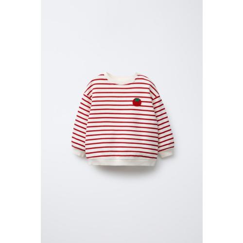 STRIPED TOMATO SWEATSHIRT - White / Red | ZARA United States