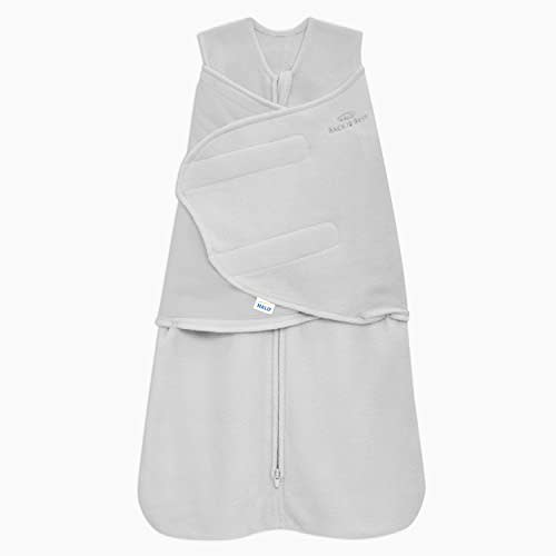 HALO Micro Fleece Sleepsack Swaddle, 3-Way Adjustable Wearable Blanket, TOG 3.0, Grey, Newborn, 0-3 Months