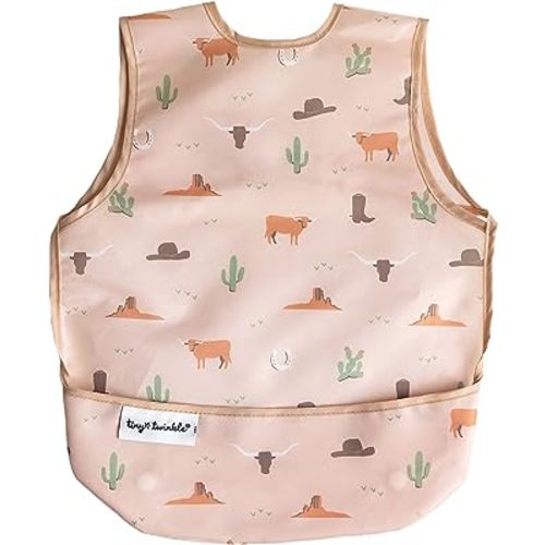 Tiny Twinkle Mess Proof Baby Bib - Waterproof Toddler and Baby Apron Bib - Machine Washable - PFAS and BPA Free
