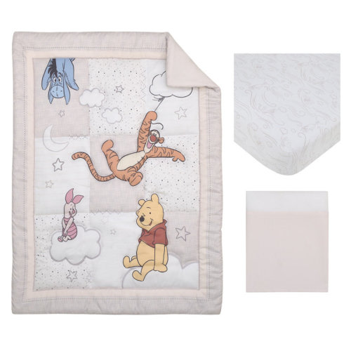 Disney NoJo Disney Winnie the Pooh - Blustery Day Clouds with Piglet, Tigger and Eeyore 3 Piece Nursery Crib Bedding Set | Wayfair