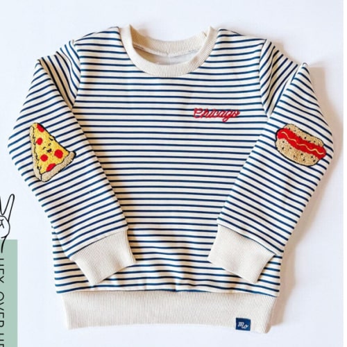 Chicago Striped Patch Sweatshirt - Ivory/Blue – Alice & Wonder