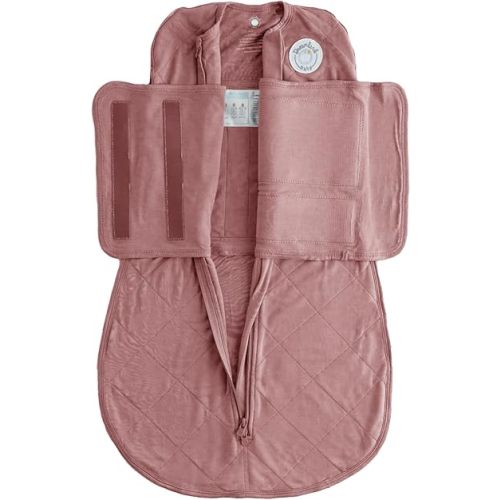 DREAMLAND BABY Bamboo Viscose Swaddle Sleep Sack (0-6 Months). Ultra Soft Swaddle Blanket w/Built in Band. 97% Viscose, 3% Spandex (Rose)