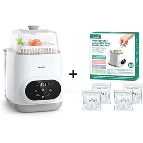 Grownsy EaseClean Bottle Washer Pro | All-in-One Bottle Washer and Sterilizer and Dryer | Baby Bottle Washer for Bottles, Pump Parts & Baby Essentials with 130 Official Detergent Tablets