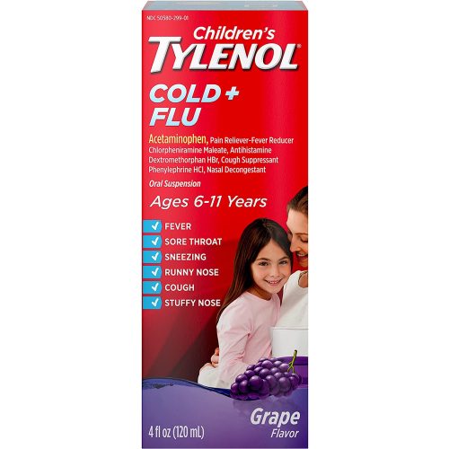Children's TYLENOL Cold + Flu Oral Suspension, Grape, 4 Fl. Oz