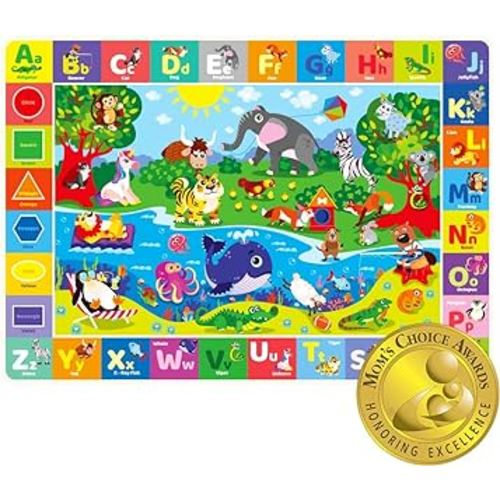 QUOKKA Baby Play Mat for Floor - Super Soft Plush Surface ABC Playmat for Toddlers & Infants - Extra Thick (0.8cm) Large Padded Non-Slip Nursery Rug for Crawling & Playing - Foldable Gift Mat
