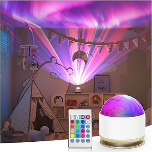 Northern Lights Projector, 13 Colors Aurora Night Light Projector for Bedroom, 3 Timers, Remote Galaxy Light Projector, Memory Function Dimmable Mood Lighting for Playroom Kids Teen Girl Gift