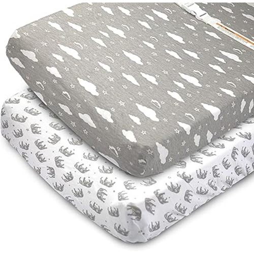 Bublo Baby Changing pad Cover - Changing Table Cover - Changing pad Covers - Changing pad Sheets - Changing Table pad Cover Sheets for 32” x 16” Baby Pads, 100% Jersey Cotton, 2 Pack