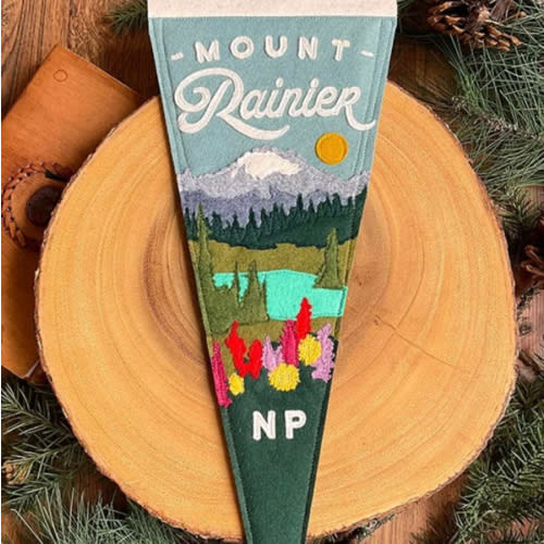 Mount Rainier National Park Pennant (Light Denim) — Yoho & Co.