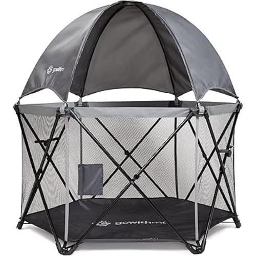 Baby Delight Go with Me Eclipse Deluxe Portable Playard | Playpen | Sun Canopy | Indoor and Outdoor | Ultra Padded Nylon Floor | Grey