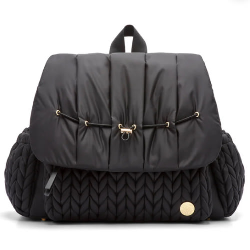 Levy Stylish Diaper Backpack - Black Herringbone