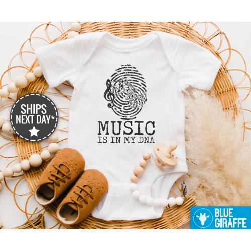 Music Is In My DNA Baby Onesie®, Cute Musician Bodysuit, Music lover onesies, Music Baby Clothes