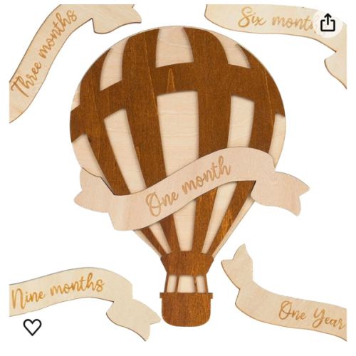 Chippi & Co Air Balloon Baby Milestone, Monthly Milestone Boy & Girl, 1-12 Months Baby Signs, 1 Month Baby Boy Photo Props, Baby Age Wood Disc For Newborn, Meses De Bebes Para Fotos, Baby Shower Gifts