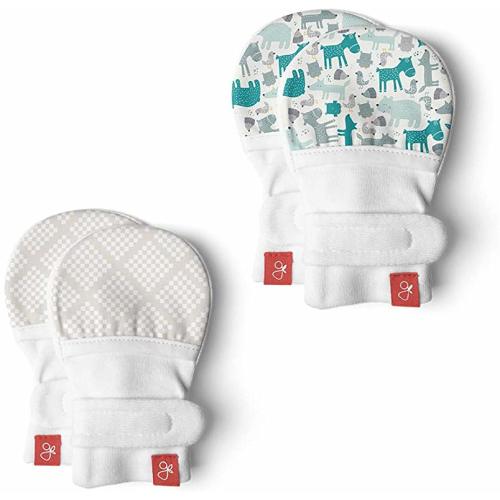 Goumimitts, Scratch Free Baby Mittens, Organic Soft Stay On Unisex Mittens, Stops Scratches and Prevents Germs