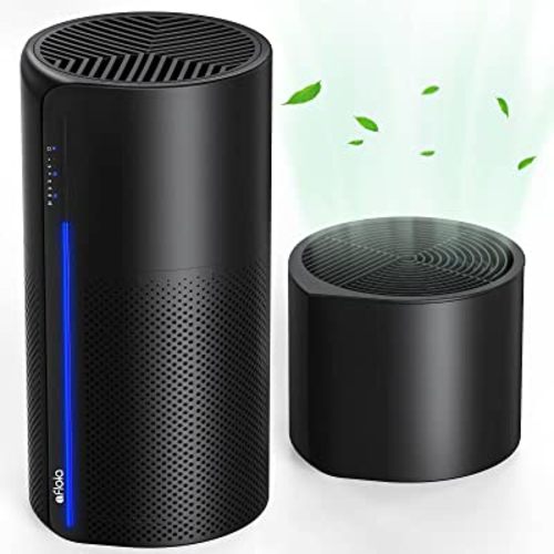 Air Purifier with Humidifier Combo, 2 in 1 Afloia 3-Stage Filters for Bedroom Pets Hair Smoker Odors, Evaporative Humidifier, Auto Shut Off, Quiet Air Cleaner with Seven Color Light, Black