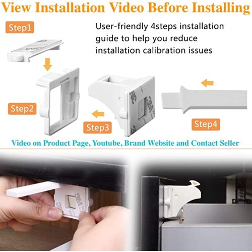 Vmaisi Adhesive Magnetic Locks for Cabinets & Drawers (10 Locks and 2 Keys)