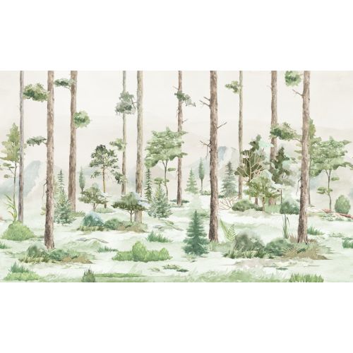 Wallmur Kids Watercolor Forest Trees Wallpaper Mural