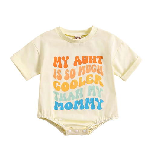 Baby Boys Girls Clothes My Aunt is Cooler Than My Daddy Bodysuit Letter Print Short Sleeve Rompers Casual Crewneck Breathable Cotton Summer Romper White 0-3 Months