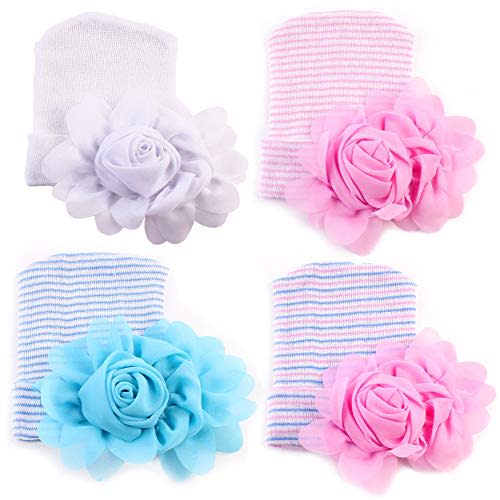 upeilxd Newborn Hospital Hat Infant Baby Hat Caps with Bow Soft Cute Nursery Beanie Hat