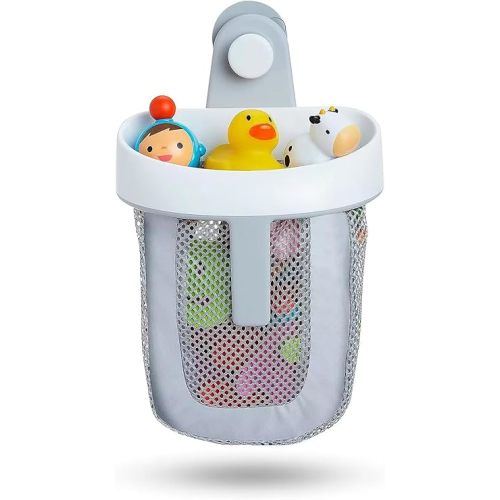 Bebamour Bath Toy Storage with Quick Drying Mesh Baby Bath Toy Organizer Large Capacity Bath Toy Holder Bath Toy Storage for Tub, Grey