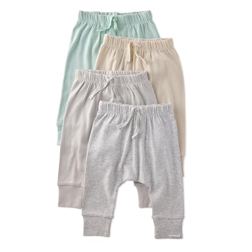Baby Jordan 4-Pack Jogger Pants 100% Organic Cotton Bottoms for Boys & Girls